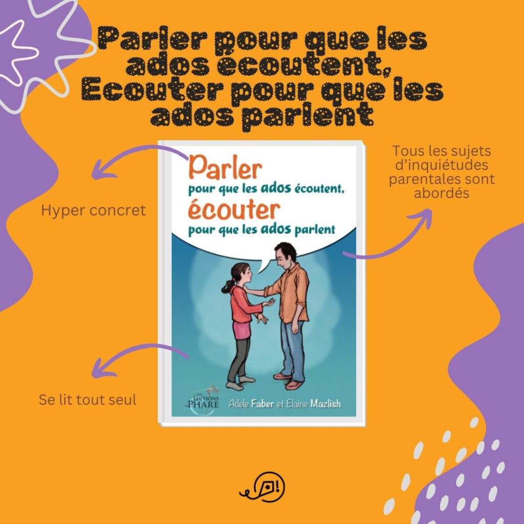 Points clés du livre Parler pour que les ados écoutent, écouter pour que les ados parlent : hyper concret, tous les sujets d'inquiétudes parentales abordés, se lit tout seul